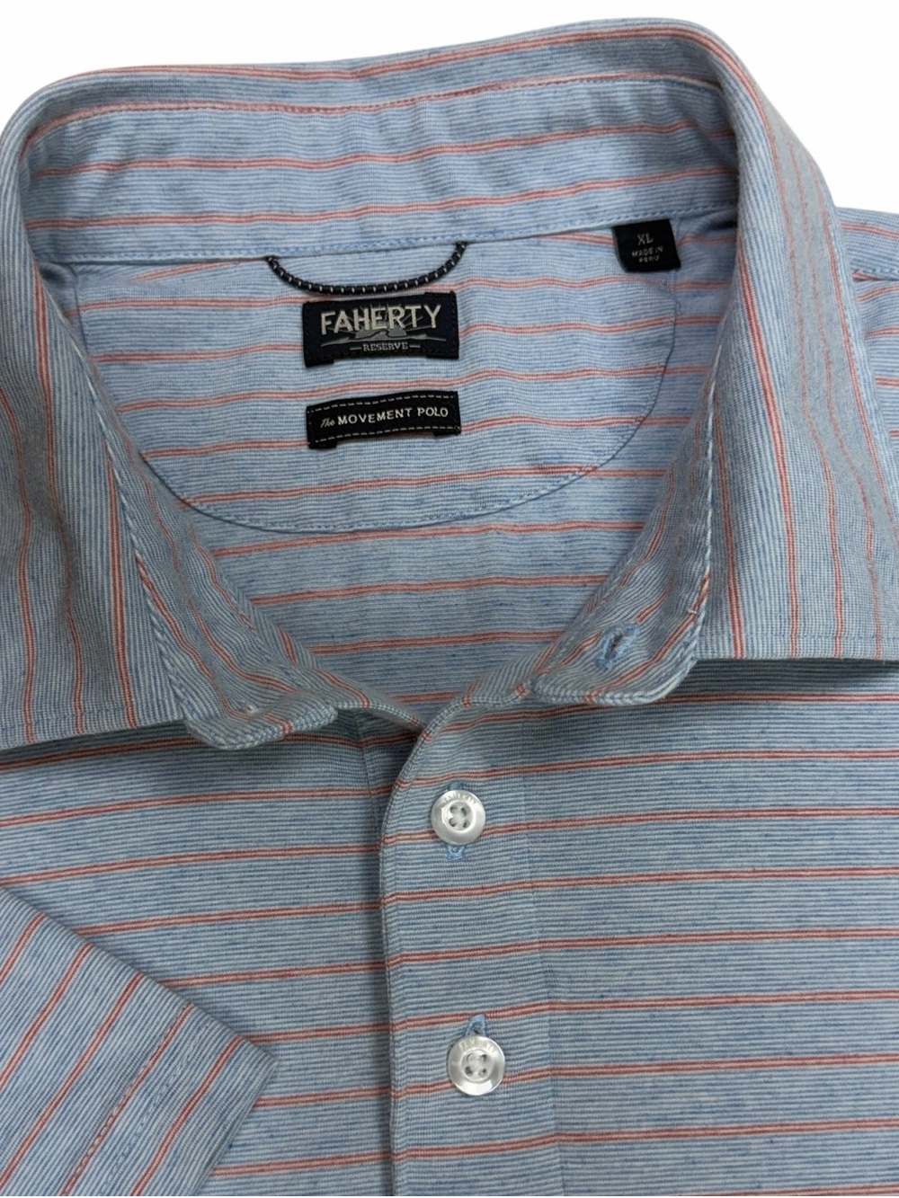 Faherty Reserve Movement Polo Mens XL Vista View Stripe Performance Stretch Golf